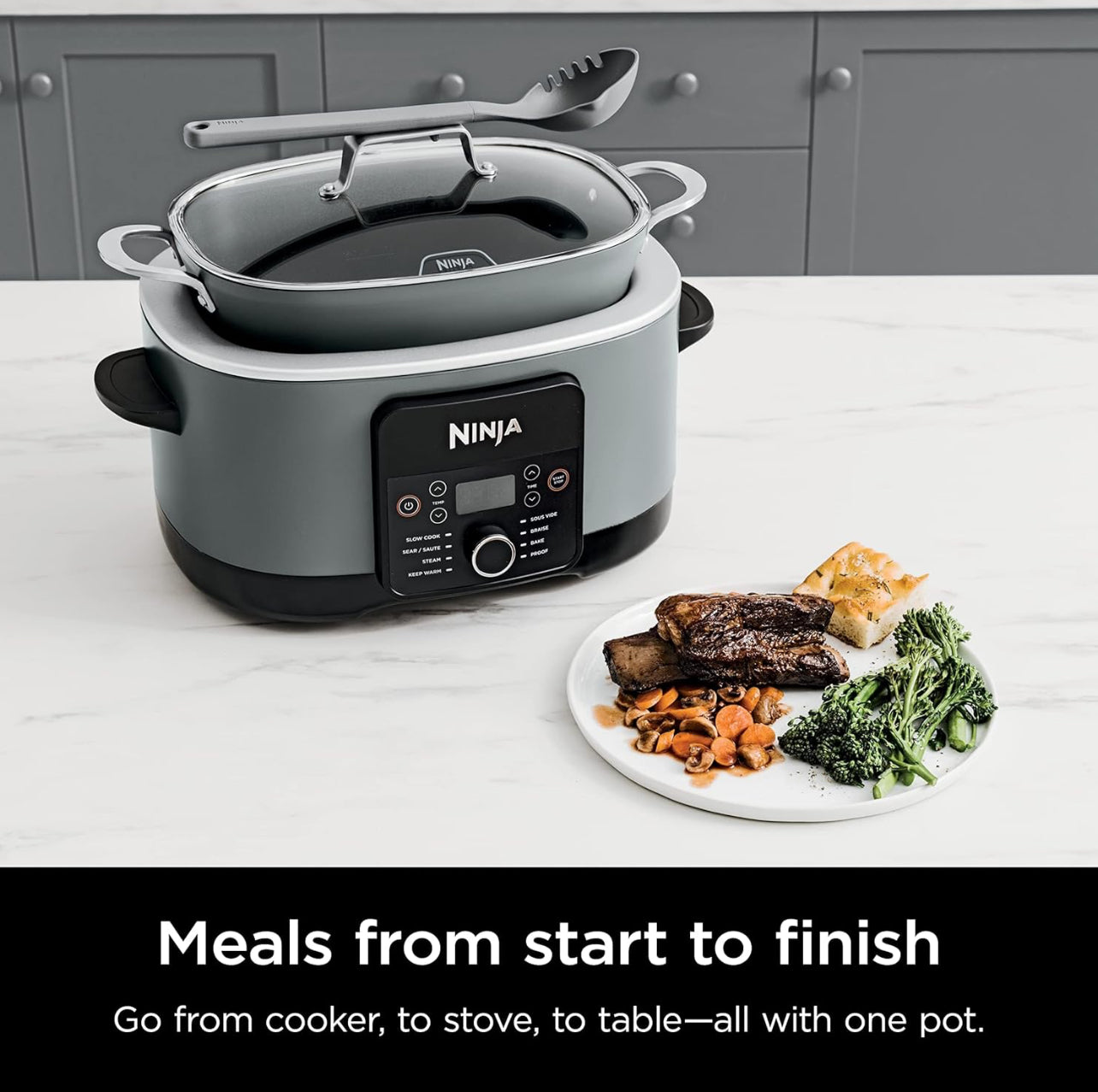 Ninja MC1001 Foodi PossibleCooker PRO - Cocina múltiple de 8.5 cuartos de galón, con olla de cocción lenta 8 en 1