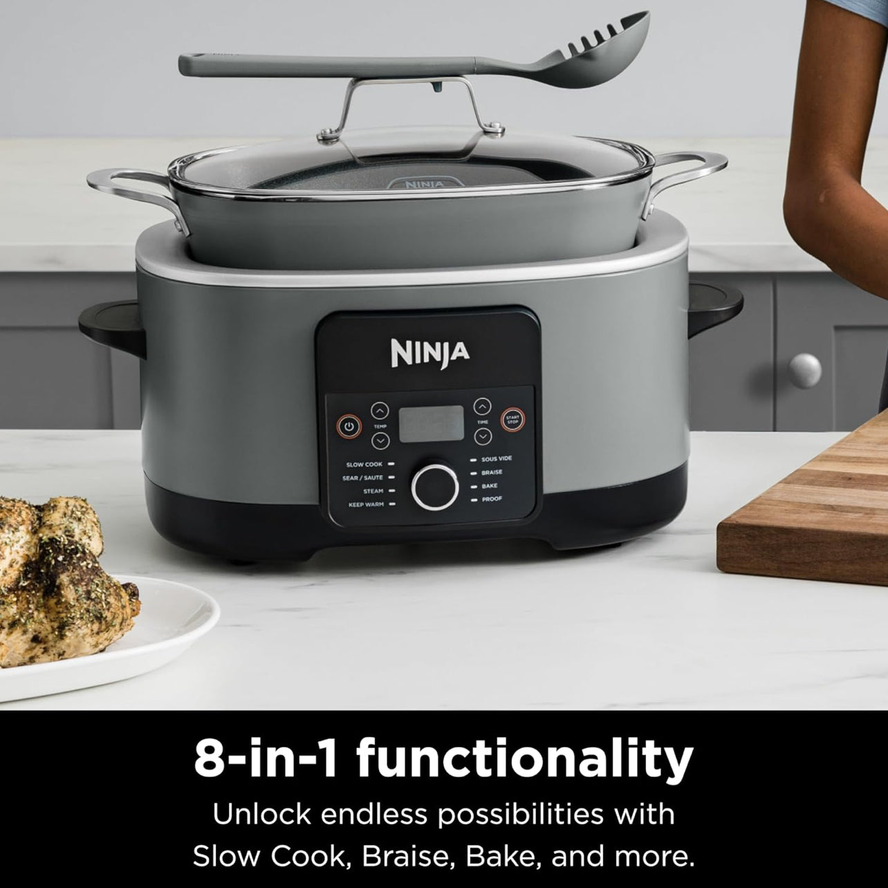 Ninja MC1001 Foodi PossibleCooker PRO - Cocina múltiple de 8.5 cuartos de galón, con olla de cocción lenta 8 en 1
