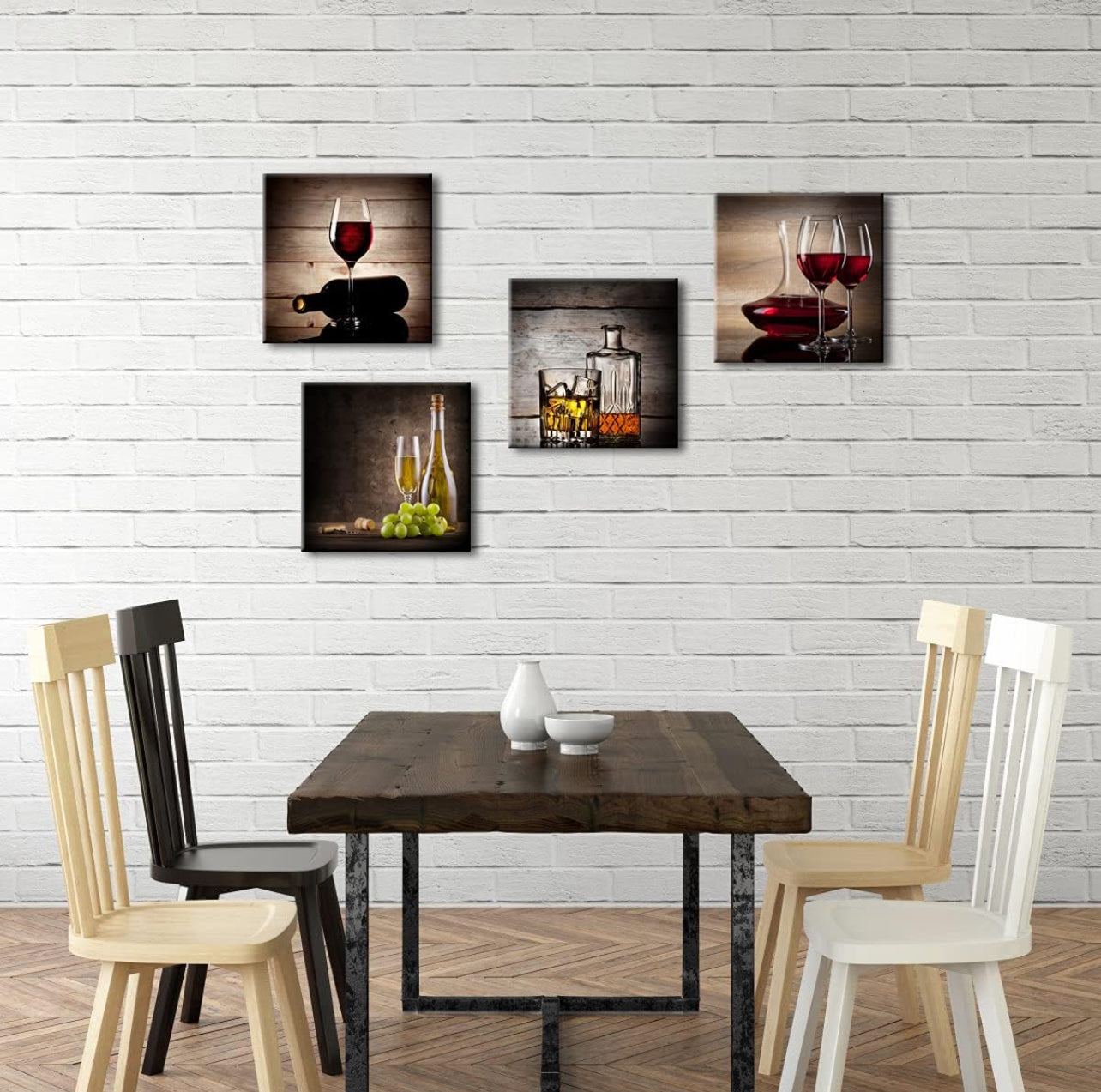Wieco Art - Cuadros modernos de copas de vino de alta definición y enmarcados, diseño contemporáneo giclée