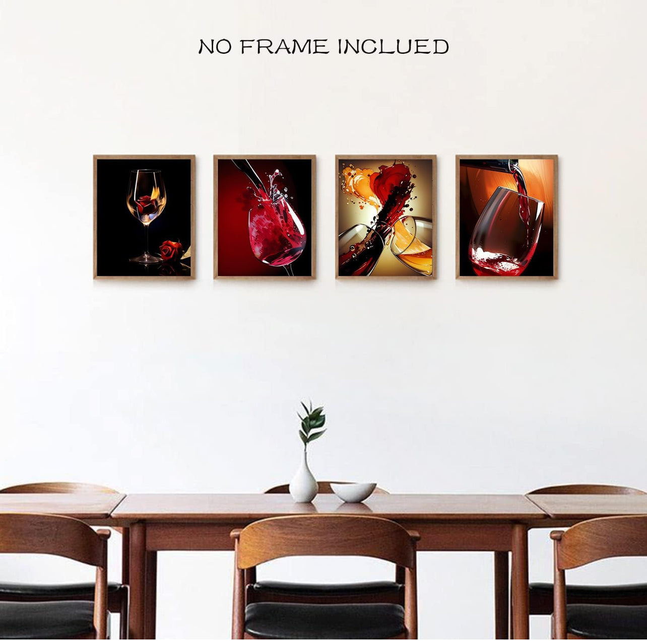 TOCDGOO Arte de pared de copa de vino tinto, pósteres de lienzo para cocina, comedor