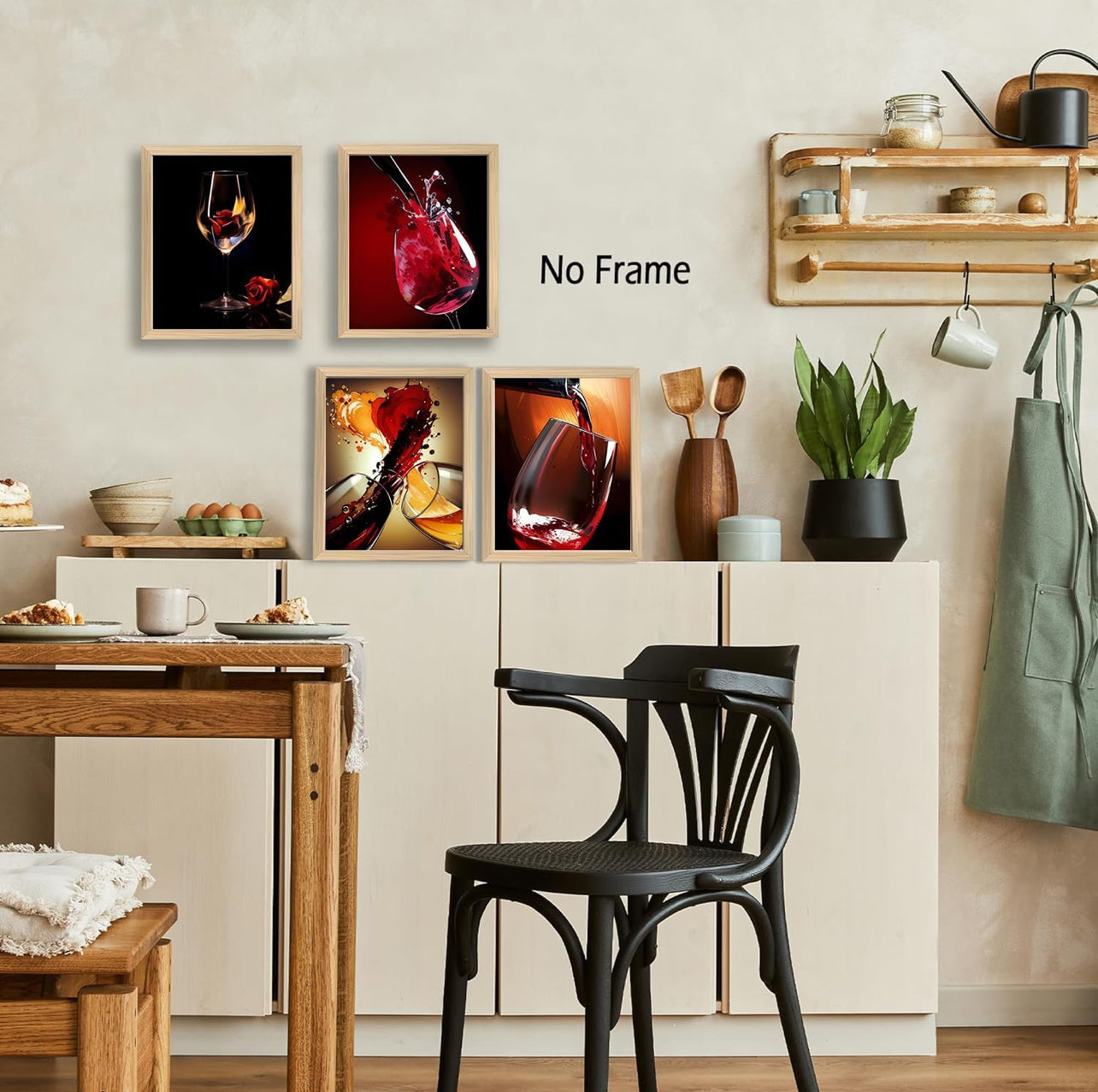 TOCDGOO Arte de pared de copa de vino tinto, pósteres de lienzo para cocina, comedor