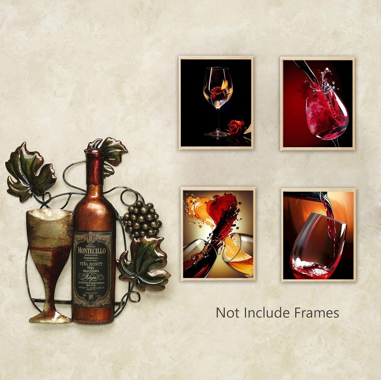 TOCDGOO Arte de pared de copa de vino tinto, pósteres de lienzo para cocina, comedor
