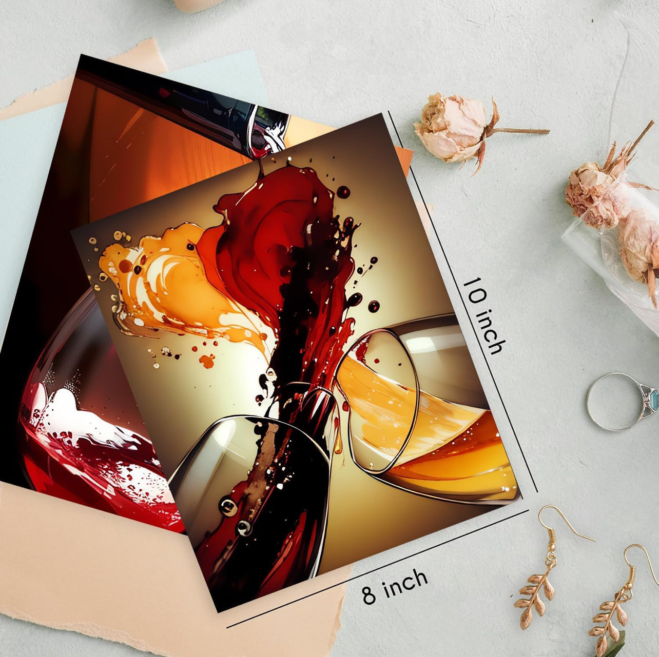 TOCDGOO Arte de pared de copa de vino tinto, pósteres de lienzo para cocina, comedor