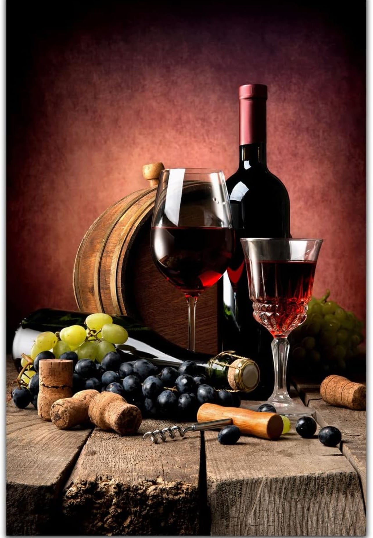 QUNYAAE Póster de vino y uvas, decoración de cocina, lienzo artístico, póster artístico y arte de pared, póster moderno para decoración