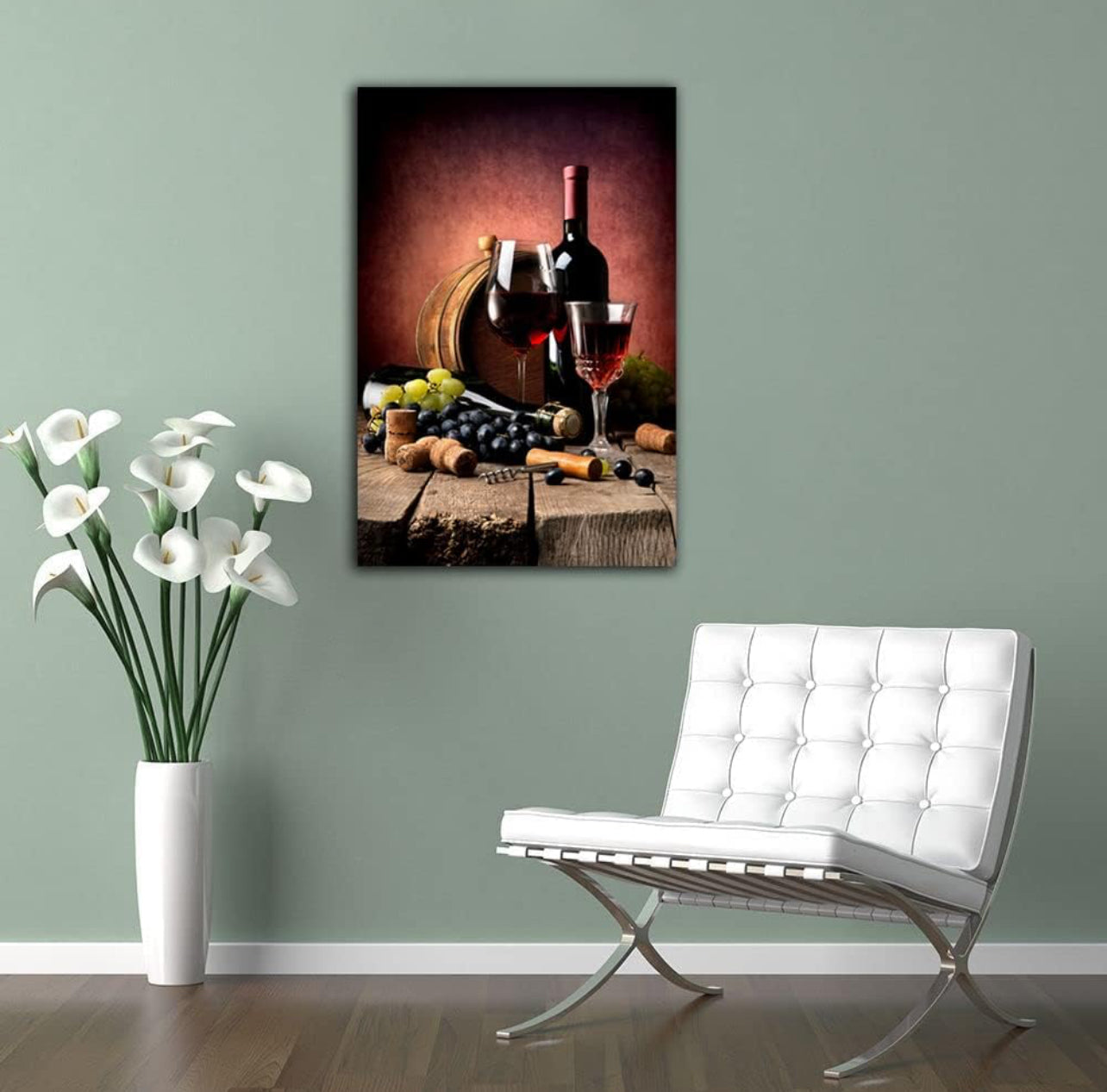 QUNYAAE Póster de vino y uvas, decoración de cocina, lienzo artístico, póster artístico y arte de pared, póster moderno para decoración
