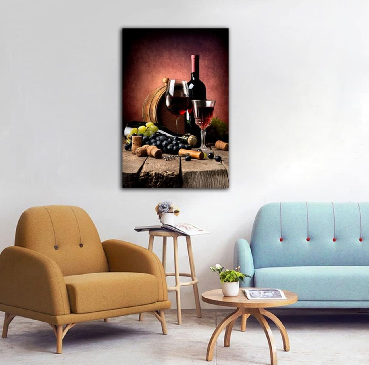 QUNYAAE Póster de vino y uvas, decoración de cocina, lienzo artístico, póster artístico y arte de pared, póster moderno para decoración