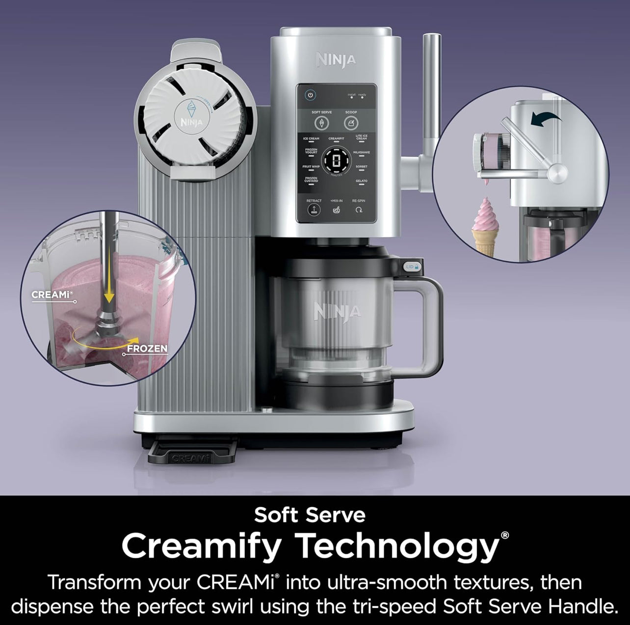Ninja Swirl by CREAMi - Máquina para hacer helado y servir suave, sorbete, batido, yogur congelado