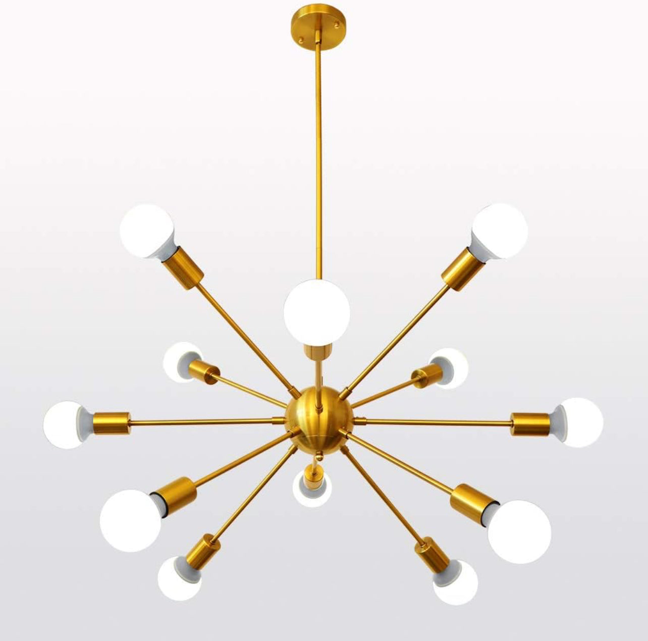 Sputnik - Candelabro industrial moderno E26 dorado, lámpara de techo de mediados de siglo para sala de estar, cocina, dormitorio, comedor