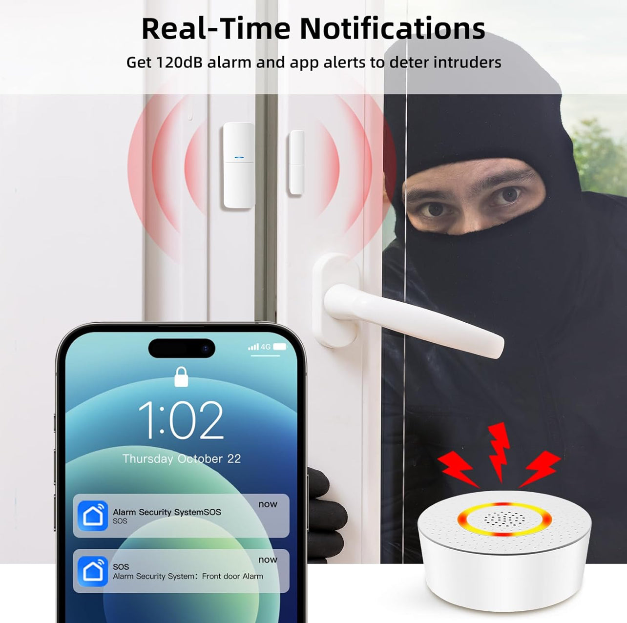 Sistema de alarma inalámbrico para el hogar, kit de 15 piezas, sistema de alarma WiFi para seguridad del hogar