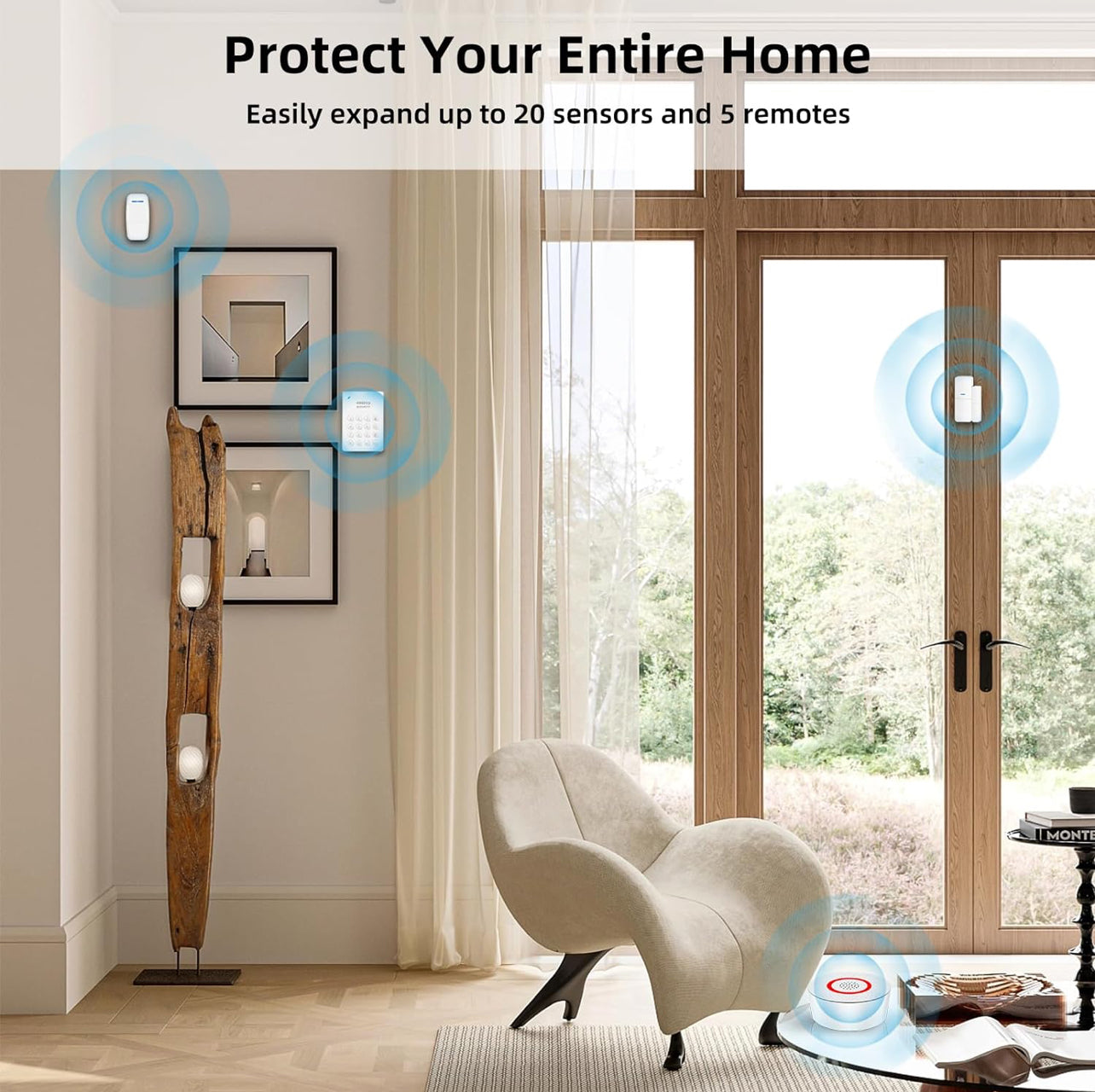 Sistema de alarma inalámbrico para el hogar, kit de 15 piezas, sistema de alarma WiFi para seguridad del hogar