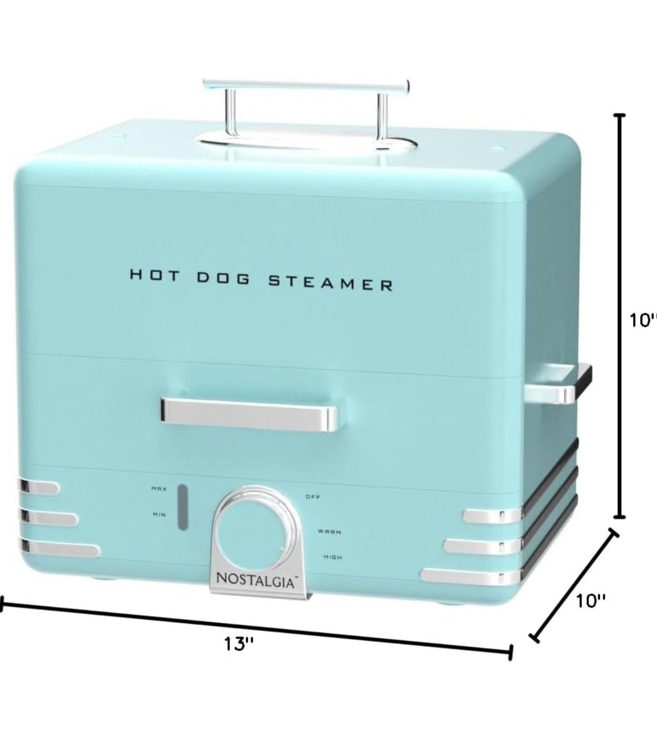 Nostalgia Vaporizador extragrande estilo comedor con hot dogs y bebida en una mesa.