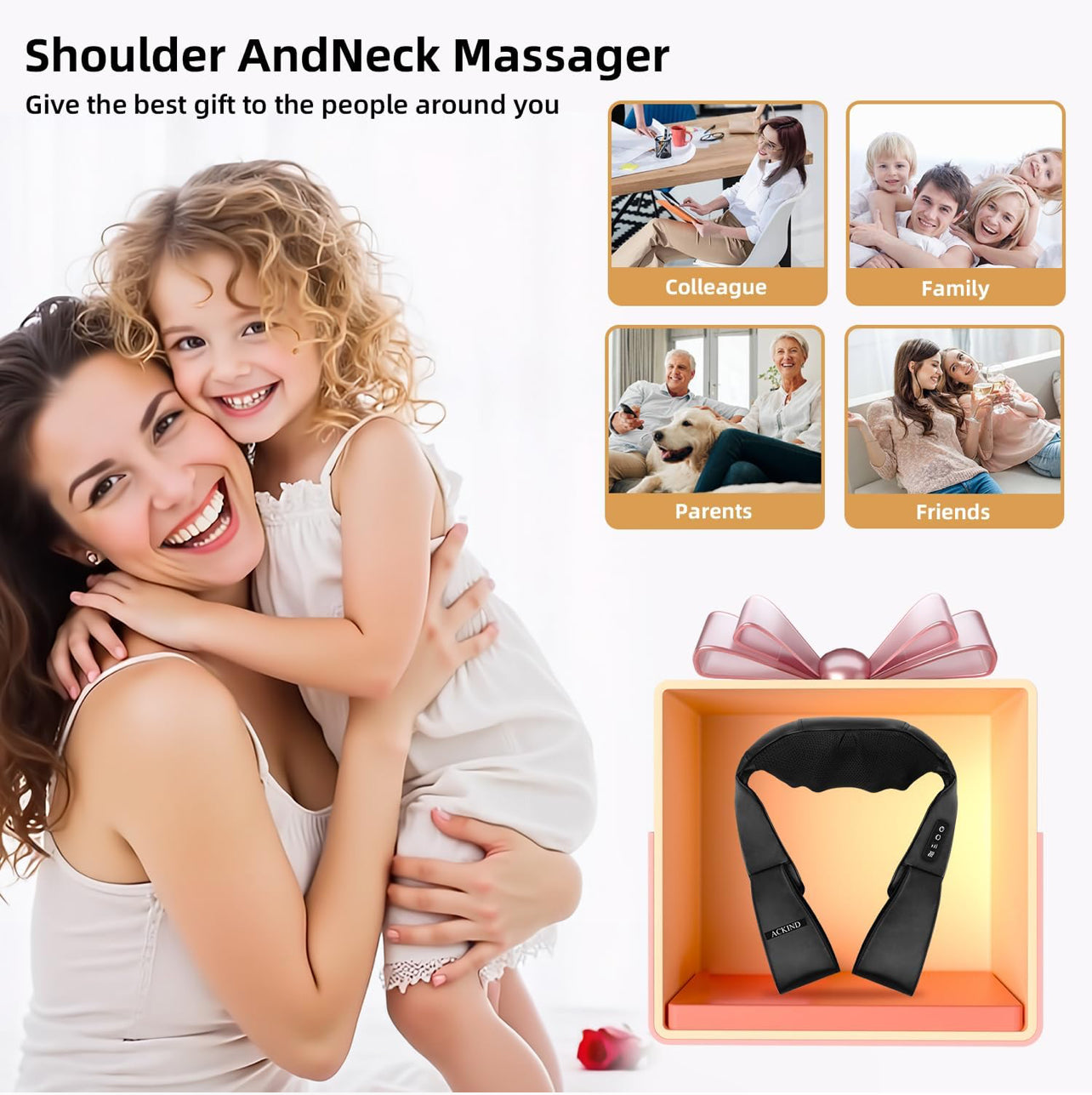 Shiatsu - Masajeador de cuello y hombros con almohada de masaje de tejido profundo