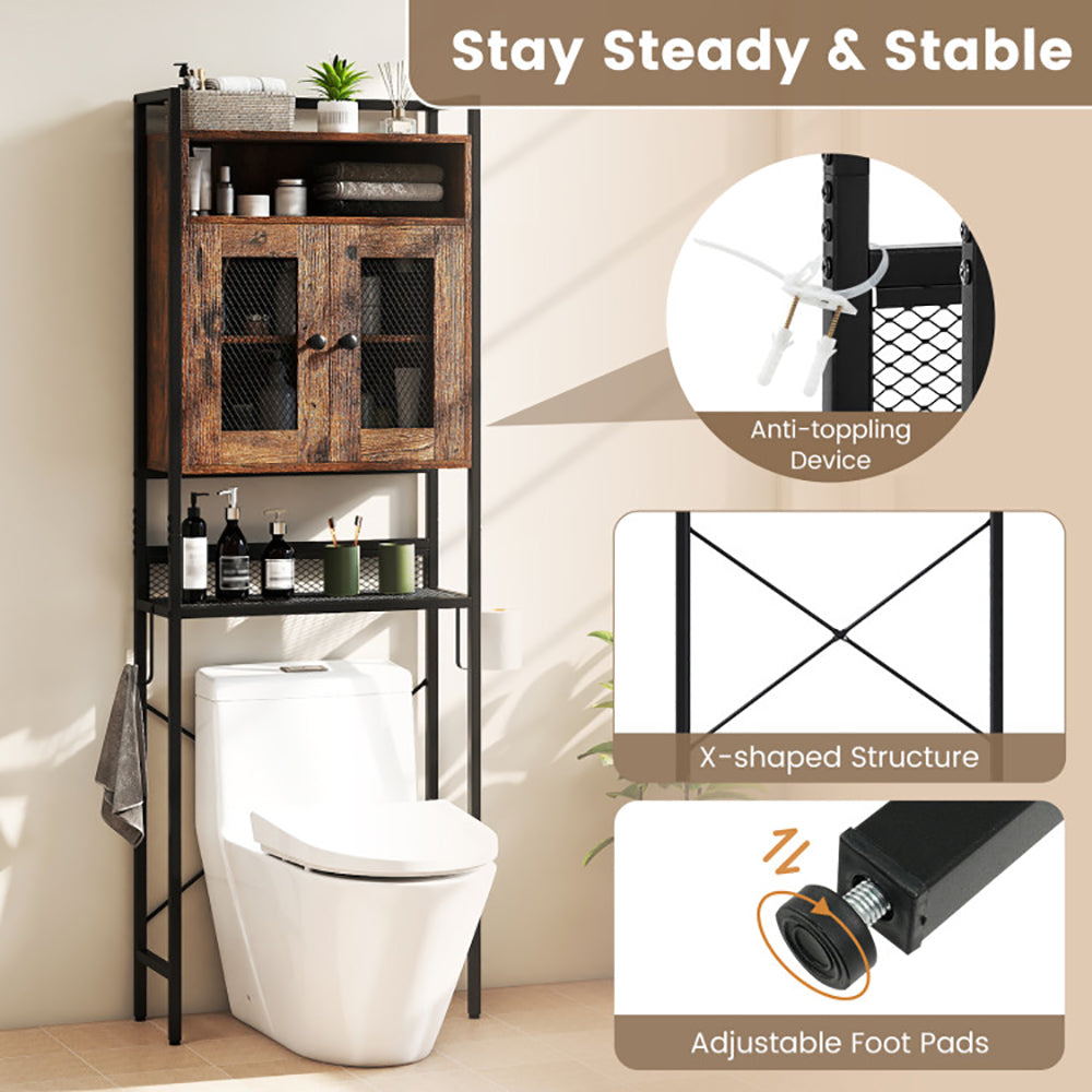 Over-The-Toilet Storage Cabinet With Heavy-Duty Metal Frame