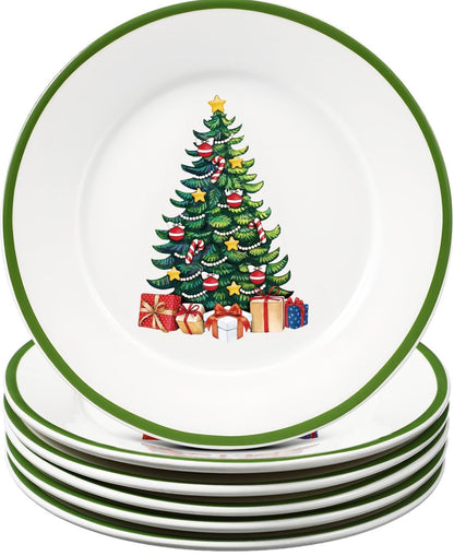 6 Piezas Platos de Navidad de Cerámica de 6 Pulgadas Decoraciones de Árbol de Navidad