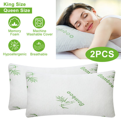2Pcs Or 1Pcs Bamboo Memory Foam Pillow Hypoallergenic
