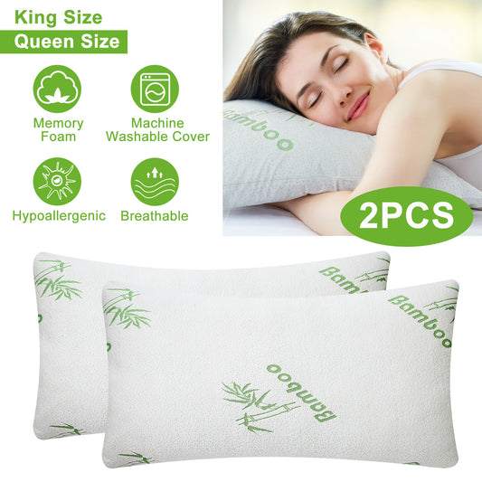 2Pcs Or 1Pcs Bamboo Memory Foam Pillow Hypoallergenic