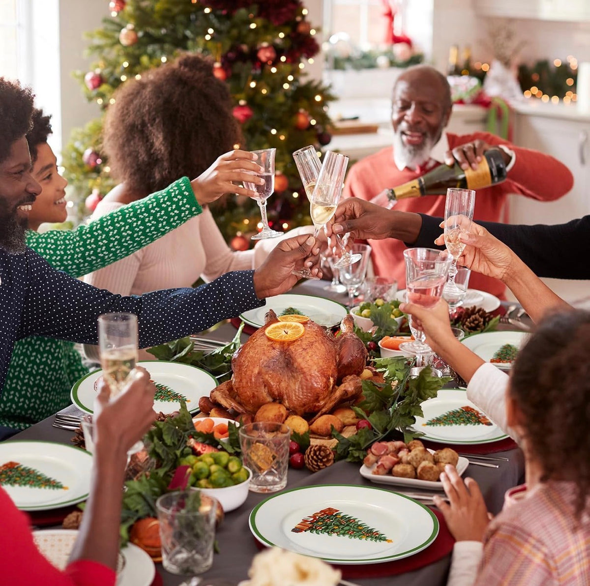6 Piezas Platos de Navidad de Cerámica de 6 Pulgadas Decoraciones de Árbol de Navidad