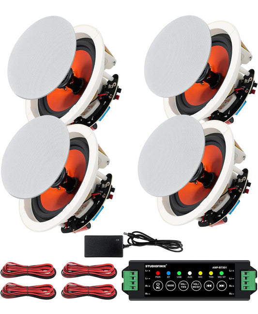 STUDIOFINIX Altavoces de techo Bluetooth de 6.5 pulgadas, sistema de altavoces empotrados con cable de 600 W