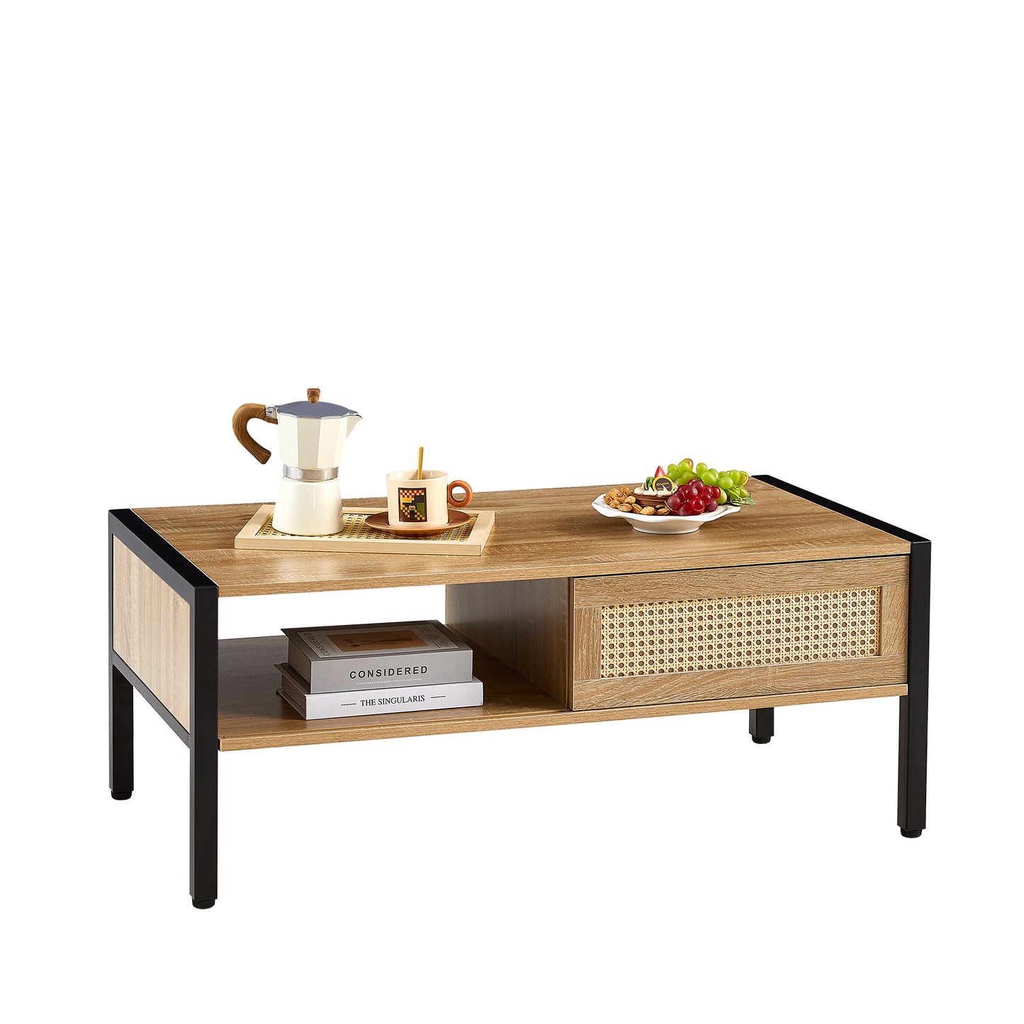 Rattan Coffee Table Metal Legs