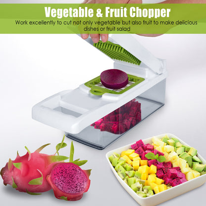 1Set 12 In 1 Vegetable Chopper With Container Kitchen Food Slicer