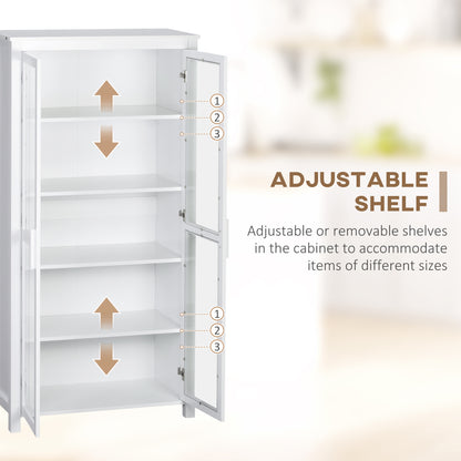 63" Kitchen Pantry Cabinet Display, Freestanding Storage, with 2 Glass Doors