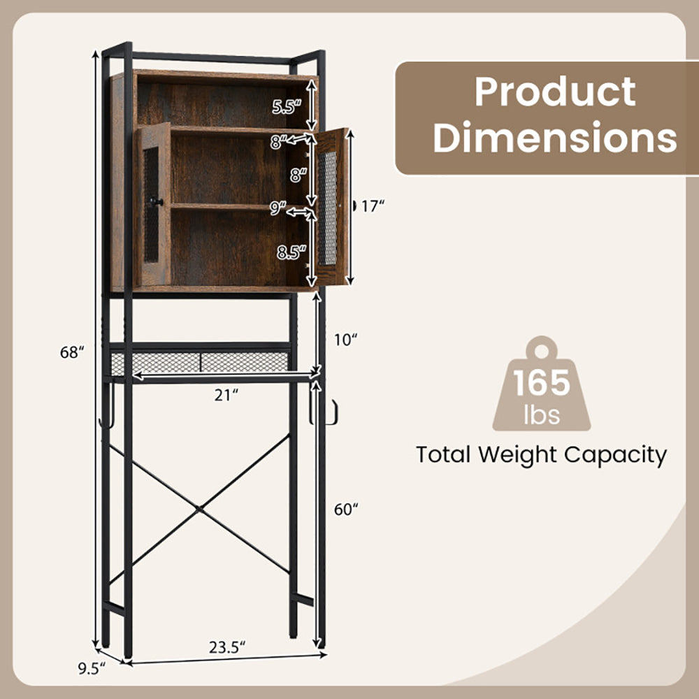 Over-The-Toilet Storage Cabinet With Heavy-Duty Metal Frame