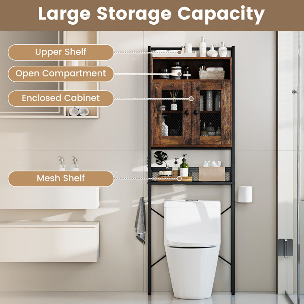 Over-The-Toilet Storage Cabinet With Heavy-Duty Metal Frame