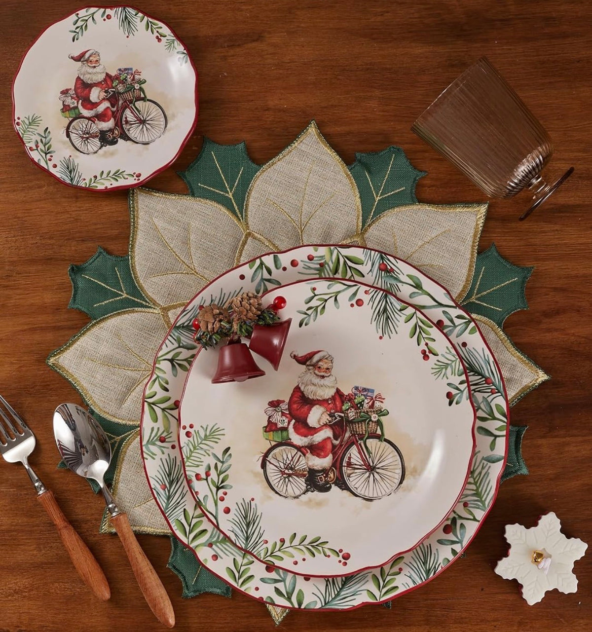 Santa On The Way - Juego de 6 platos festoneados para aperitivos