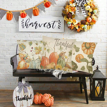Fall Pillow Covers Set Of 4 Pumpkin Pick, Throw Pillow Covers Thanksgiving Watercolour Outdoor Farmhouse Pillow Case For Home Sofa Couch Supplies