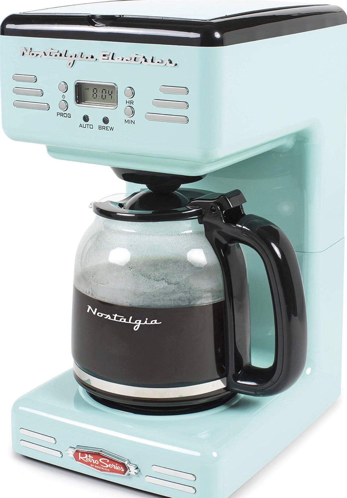 Nostalgia Cafetera programable retro de 12 tazas con pantalla LED