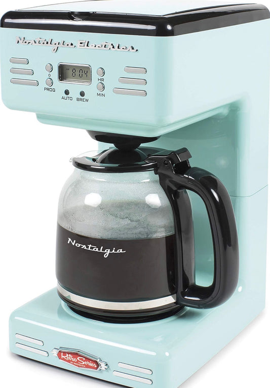 Nostalgia Cafetera programable retro de 12 tazas con pantalla LED