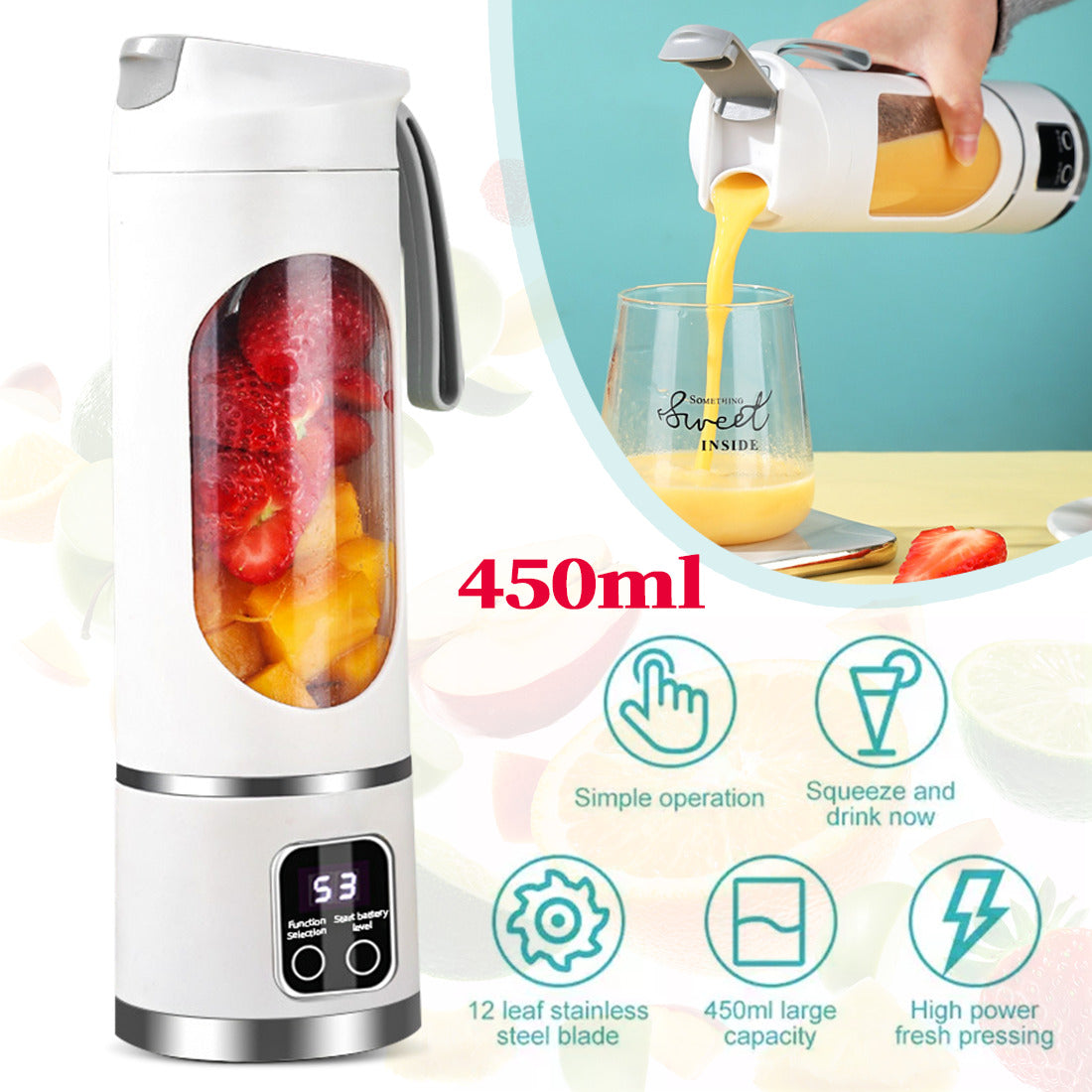 Portable USB Rechargeable Juicer Cup Electric Mixer