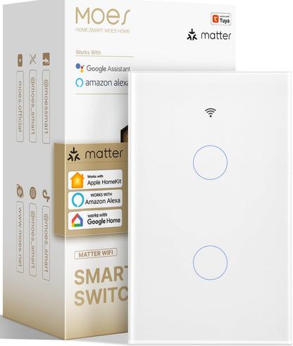 MOES Matter - Interruptor de pared táctil inteligente, interruptor de pared Wi-Fi, necesita cable neutro, un solo polo