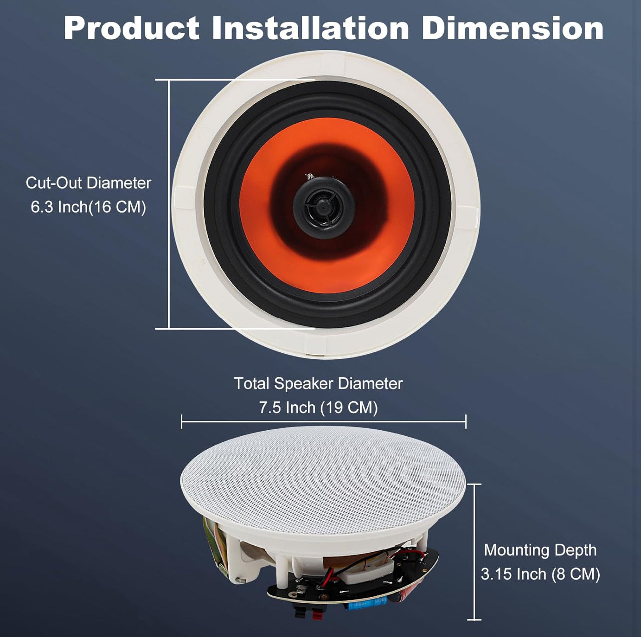 STUDIOFINIX Altavoces de techo Bluetooth de 6.5 pulgadas, sistema de altavoces empotrados con cable de 600 W