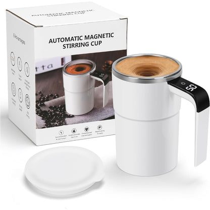 12oz Self Stirring Mug, Auto Magnetic Coffee Mug With LED Display Temperature,