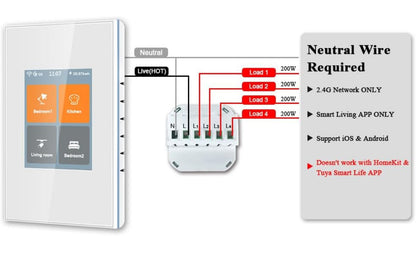 LANBON Interruptor de luz inteligente con pantalla táctil para controlar diferentes habitaciones como cocina y dormitorios.