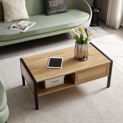 Rattan Coffee Table Metal Legs