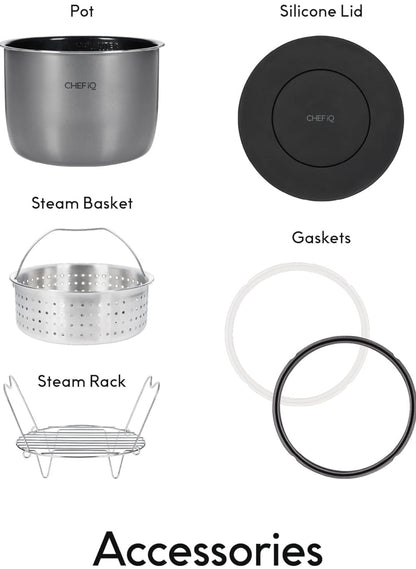 CHEF iQ Olla a presión inteligente con WiFi y escala incorporada, multicocina 10 en 1 fácil de usar con más de 500 recetas guiadas
