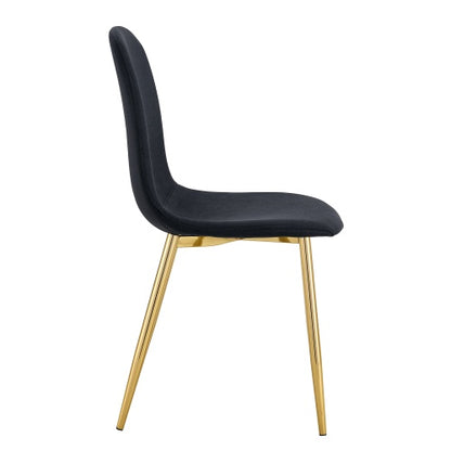 Sillas de Comedor Modernas Negras con Patas Doradas (Set de 4)