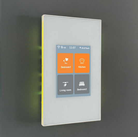 LANBON Interruptor de luz inteligente de 1/2/3 pandillas de un solo polo, inalámbrico de 3 vías, necesita cable neutro, panel táctil LCD iluminado, malla WiFi