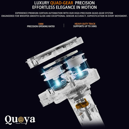 QUOYA BL01 - Cortina eléctrica inteligente sin cinturón, ajustable hasta 23.0 ft, sin cortes, velocidad ajustable, silencioso, funciona con Alexa, Google, Siri, Apple Watch, control remoto incluido