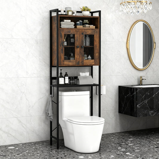 Over-The-Toilet Storage Cabinet With Heavy-Duty Metal Frame
