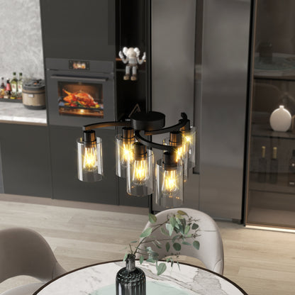 Lámpara de Techo Negra Moderna 6 Luces - Farmhouse | Flat Rate