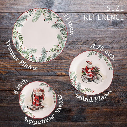 Santa On The Way - Juego de 6 platos festoneados para aperitivos