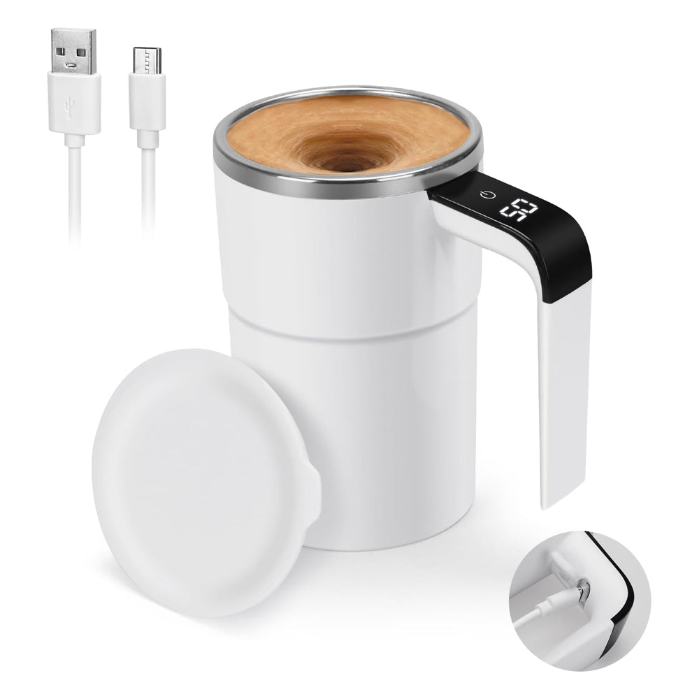 12oz Self Stirring Mug, Auto Magnetic Coffee Mug With LED Display Temperature,