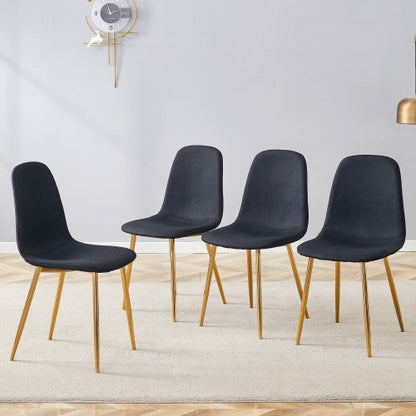 Sillas de Comedor Modernas Negras con Patas Doradas (Set de 4)
