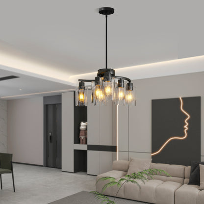 "Lámpara de techo negra moderna 6 luces estilo industrial para cocina".