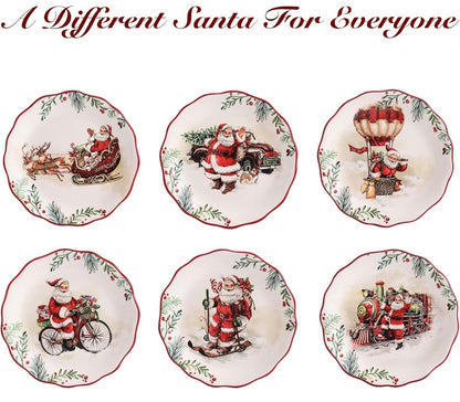 Santa On The Way - Juego de 6 platos festoneados para aperitivos