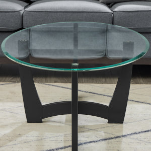48 Inch Oval Glass Coffee Table, Black Round Coffee Table Center Table With Glass Top