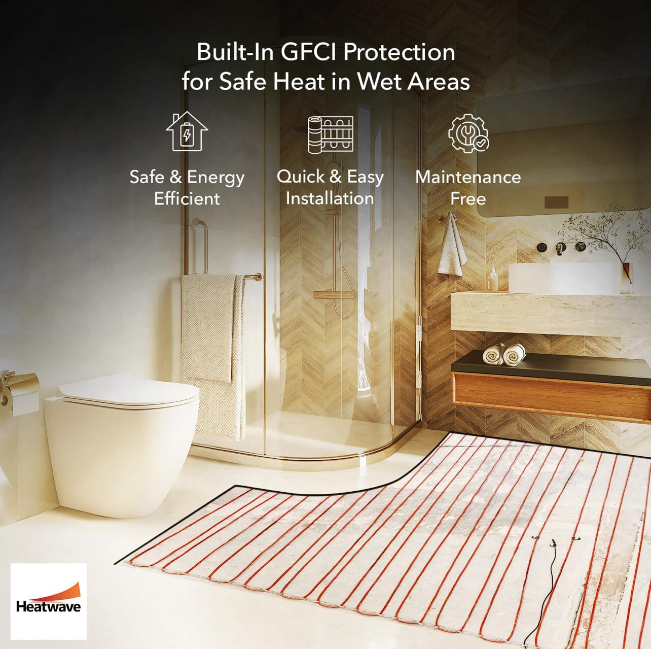 Cable calefactor de suelo de 120 V - Sistema de suelo térmico de 2.9 a 5.5 metros cuadrados, calentador de cable eléctrico por suelo radiante, sistema de suelo radiante para azulejos con termostato GFCI